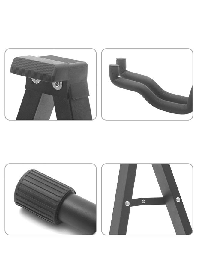 Guitar Stand, A-Frame Folding Guitar Stand with Non-Slip Rubber and Foam Arms, Metal Guitar Stand for Acoustic Guitar, Electric Guitar, Bass, Ukulele, Banjo - Image 4